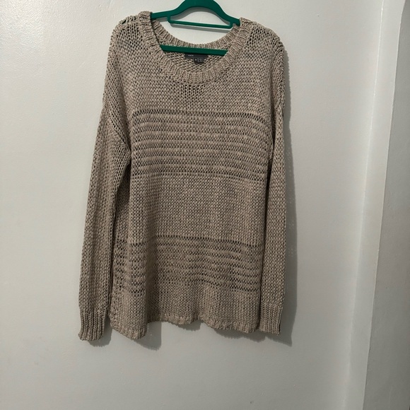 Vince Loose Knit Taupe Gray Long Sleeve Sweater Medium - Picture 4 of 8
